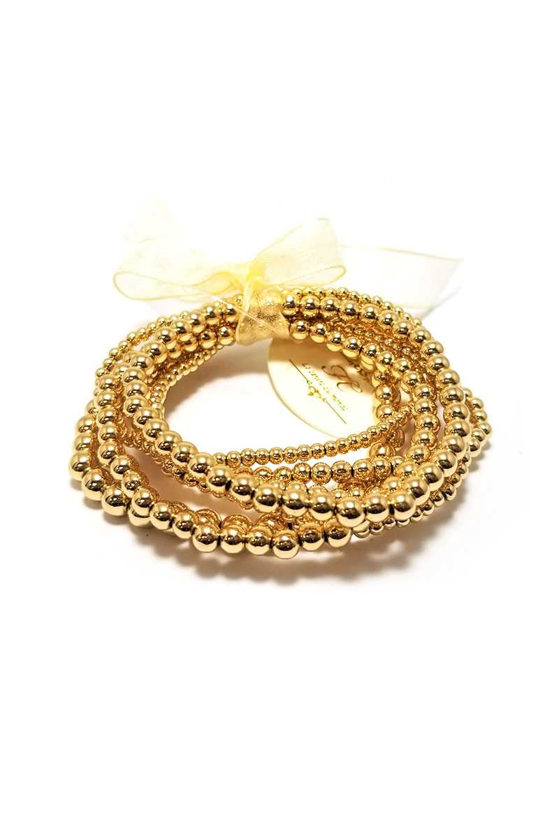 Metal Ball Bead Stretch Multi Bracelet