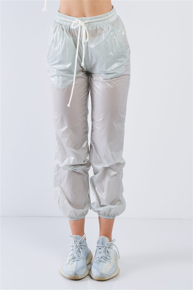 Grey Active Wear Nylon Sweatsuit Set