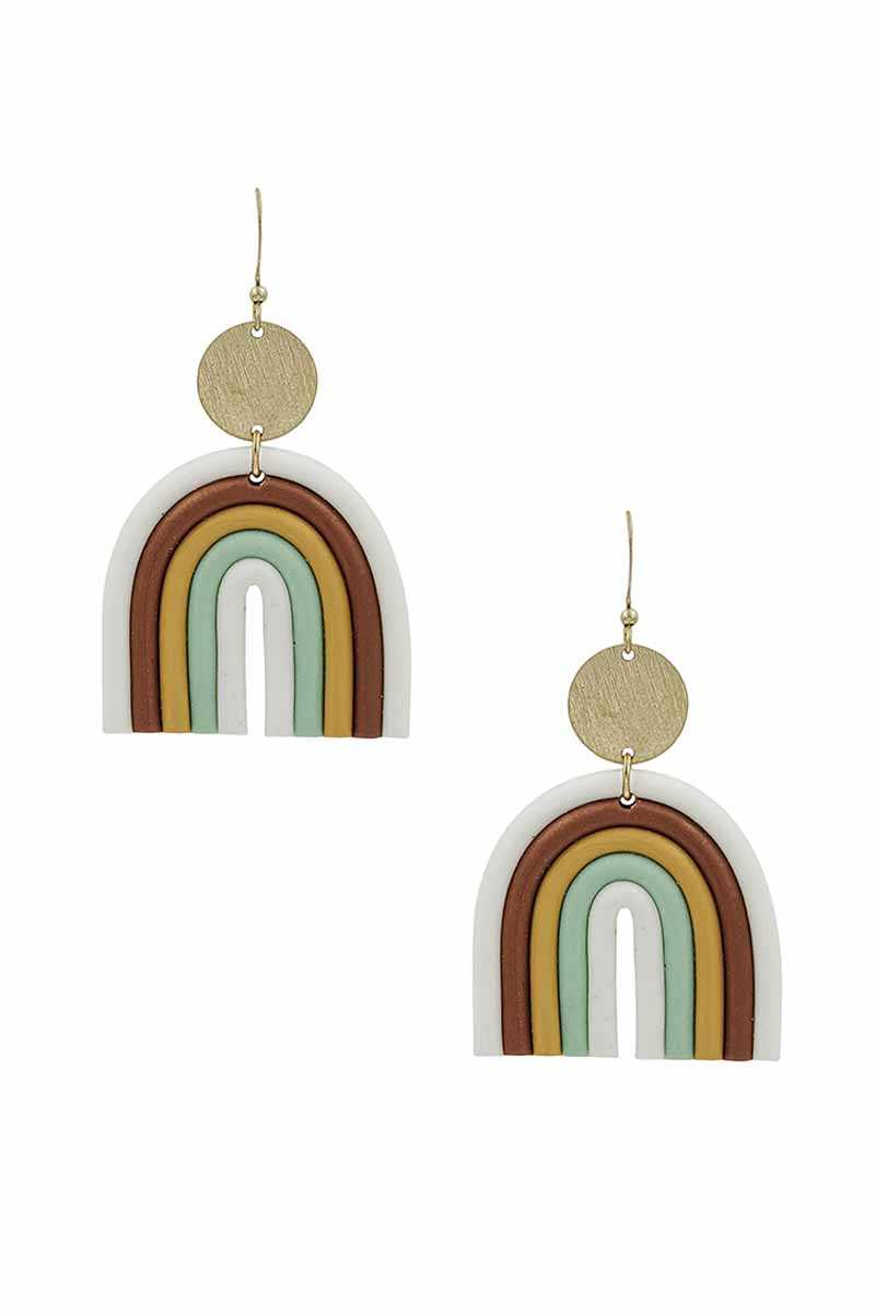 Fashion Metal Clay Mix Rainbow Dangle Earring