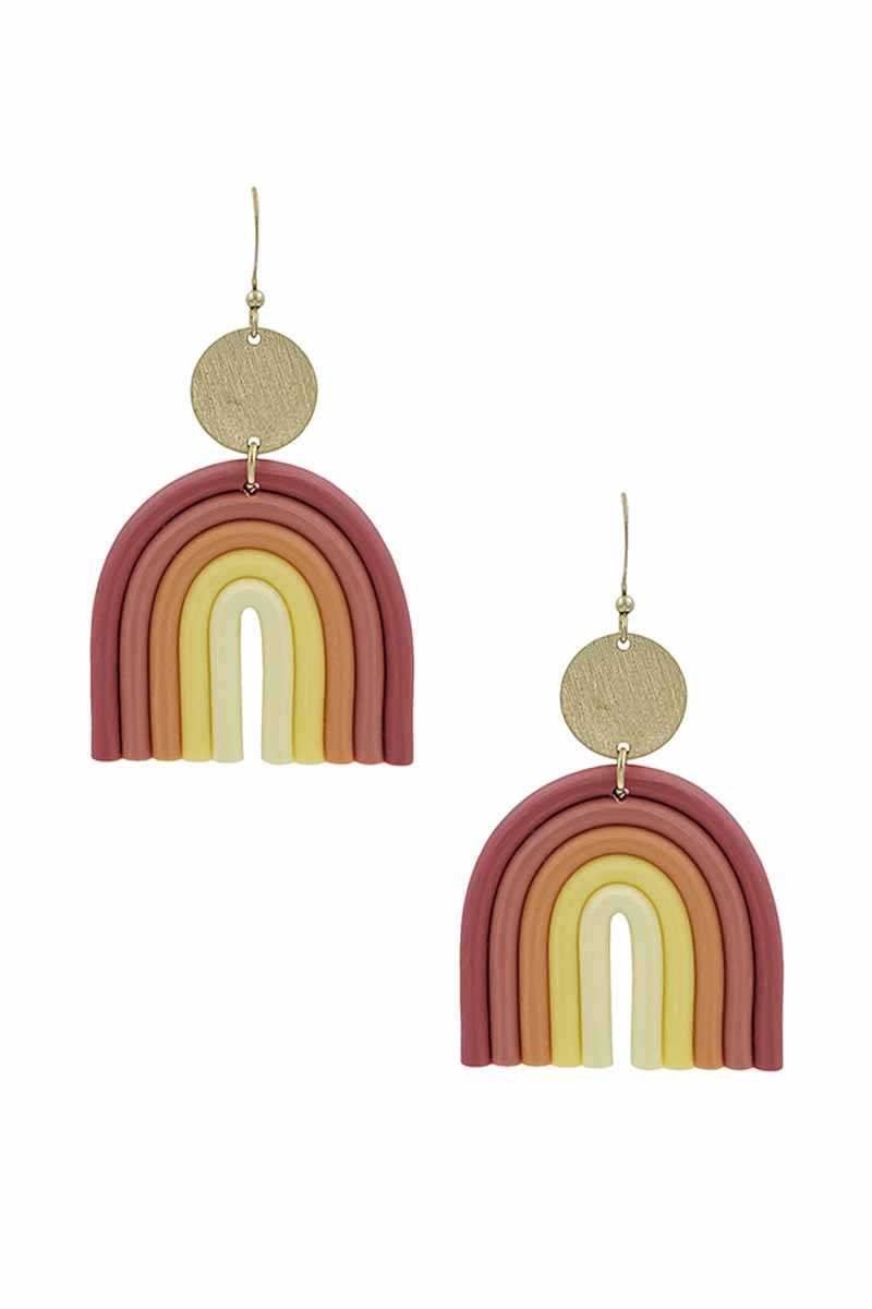 Fashion Metal Clay Mix Rainbow Dangle Earring
