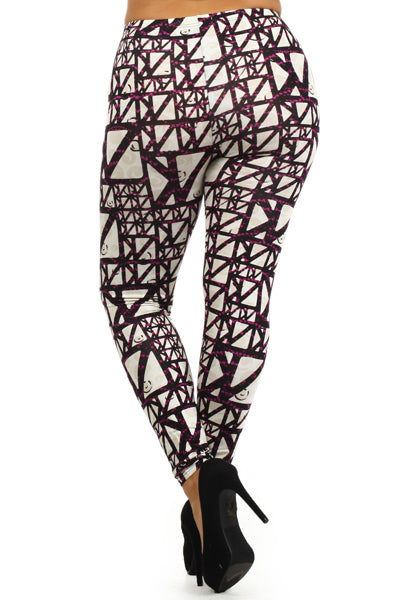 Optical Print, High Waist Leggings. Leggings Are Fully Lined. Cotton Spandex Printed Leggings