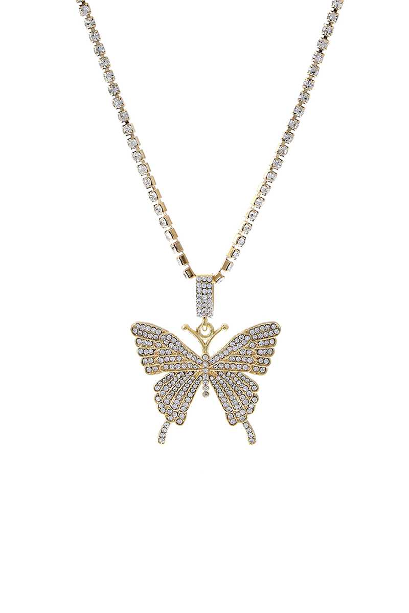 Fashion Rhinestone Butterfly Pendant Necklace