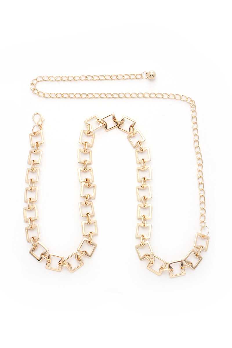 Square Link Metal Chain Belt